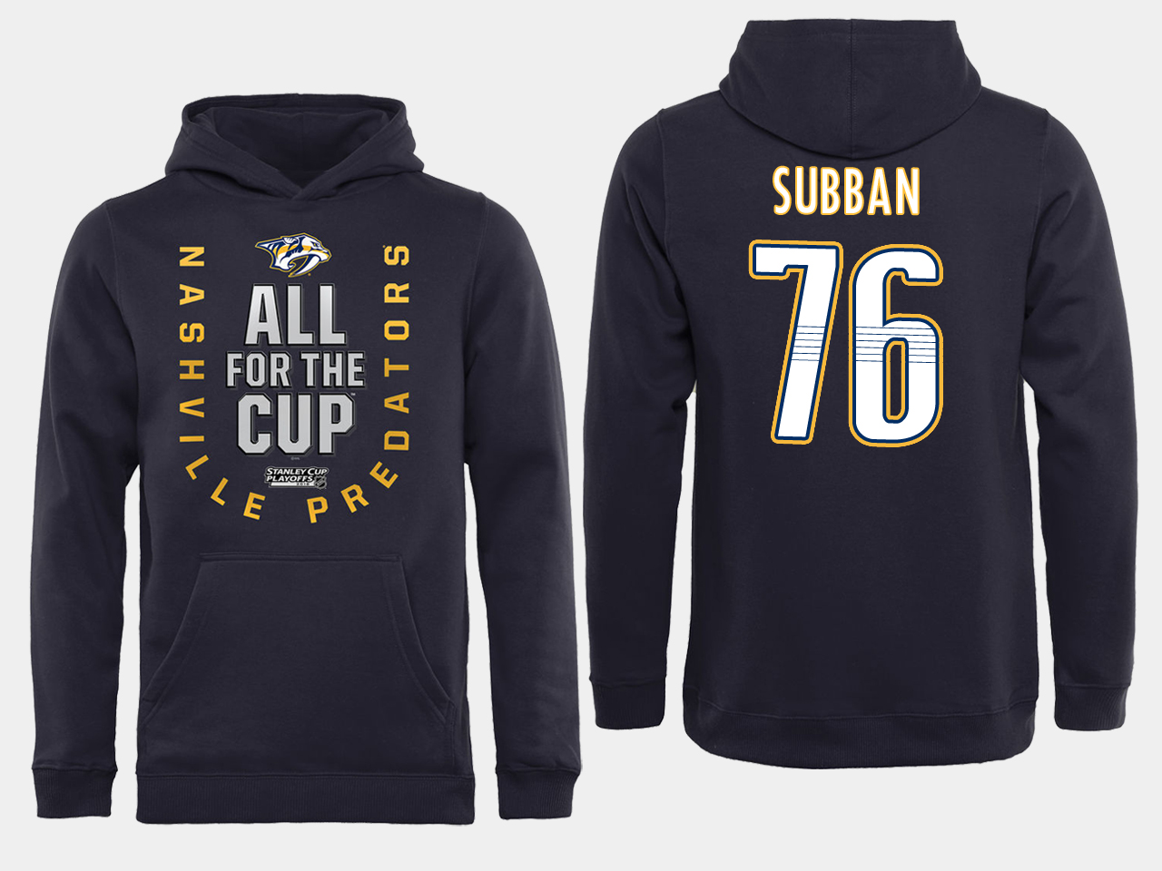 Men NHL Adidas Nashville Predators 76 Subban black ALL for the Cup hoodie